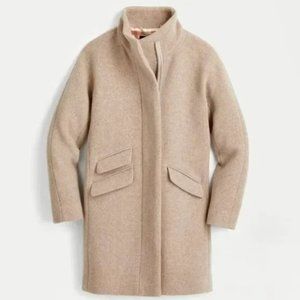 J. Crew Cocoon Coat in Italian Stadium-Cloth Wool in Sandstone, Size 0